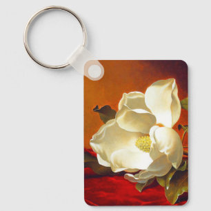 Magnolia on Red Velvet Martin Johnson Heade Keychain