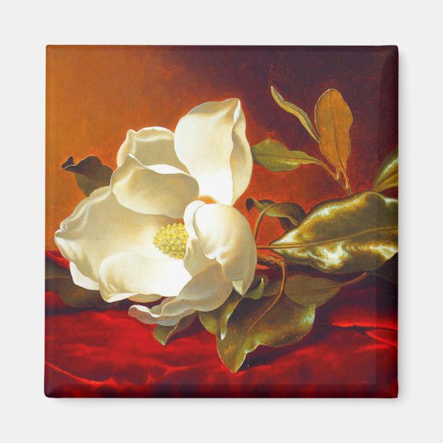 Magnolia on Red Velvet Martin Johnson Heade Magnet (Front)