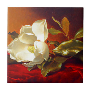 Magnolia on Red Velvet Martin Johnson Heade Tile