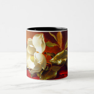 Magnolia on Red Velvet Martin Johnson Heade Two-Tone Coffee Mug