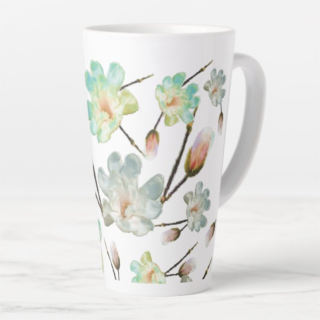 Magnolia Pattern Latte Mug (Right Angle)
