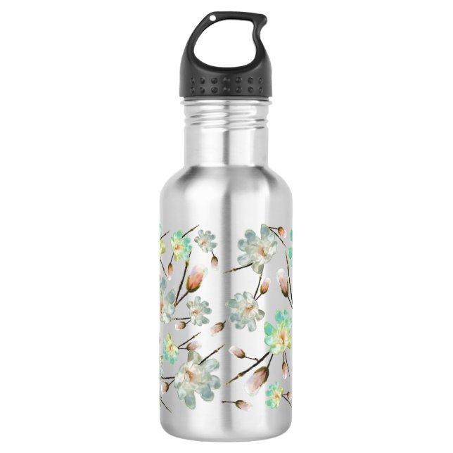 Magnolia Pattern Water Bottle (Front)