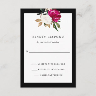 Magnolia peint   Mariage RSVP noir et blanc