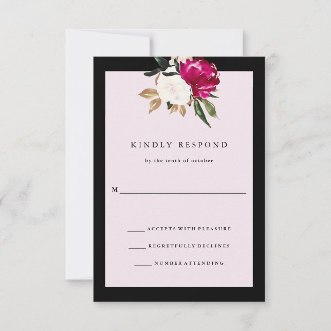 Magnolia peint | Réponse Mariage rose pâle (Devant)