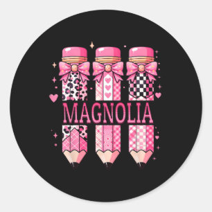 Magnolia Personalized Name Pencil Back To School  Classic Round Sticker