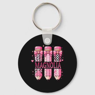 Magnolia Personalized Name Pencil Back To School Keychain