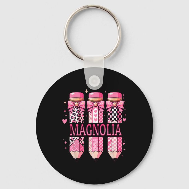 Magnolia Personalized Name Pencil Back To School  Keychain (Front)