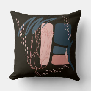 Magnolia Pink Bloom Minimal Abstract Throw Pillow
