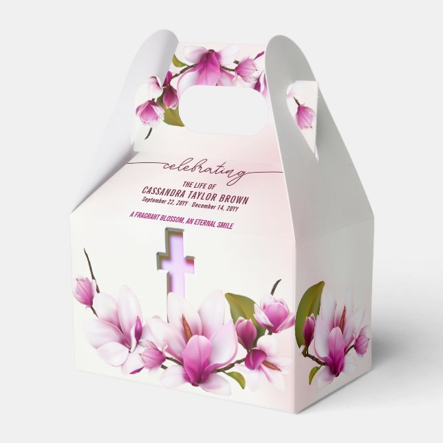 Magnolia Pink Floral Funeral Favor Box (Front Side)
