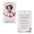 Magnolia Pink Floral Funeral Prayer Card