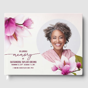 Magnolia Pink Floral Memorial livre d'invité