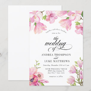  Magnolia   Pink Floral Wedding Invitations