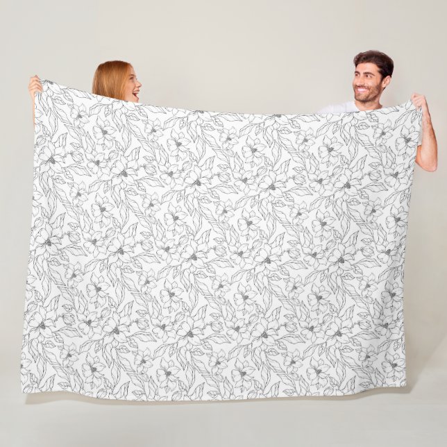 Magnolia print fleece blanket  (In Situ)