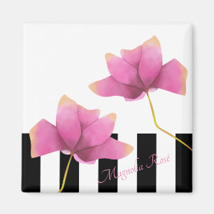 Magnolia Rosé Modern Floral Design Kitchen Magnet