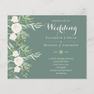 Magnolia Sage Green Floral Wedding Invites BUDGET  Flyer