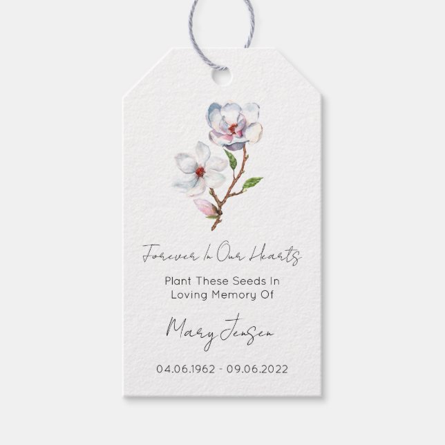 Magnolia Seed Packet Funeral Gift Tags (Front)