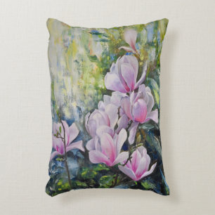 Magnolia Serenity – Floral Art by Lukian Accent Pillow