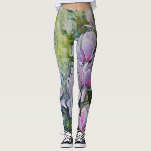 Magnolia Serenity – Floral Art by Lukian Leggings
