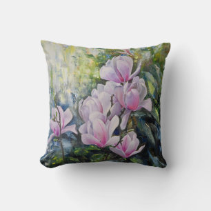Magnolia Serenity – Floral Art by Lukian Throw Pillow