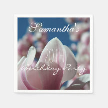 Magnolia Spring 20th Birthday Party Paper Napkin