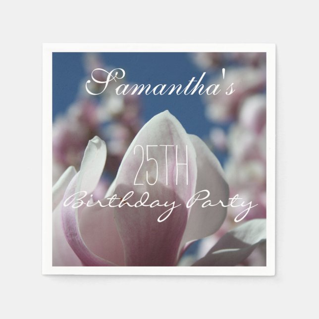 Magnolia Spring 25th Birthday Party Paper Napkin (Front)