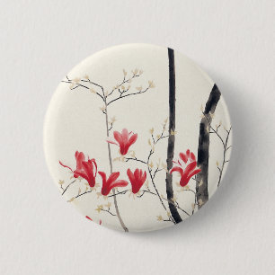 Magnolia Tree by Kobayashi Kokei, Vintage Nature 2 Inch Round Button