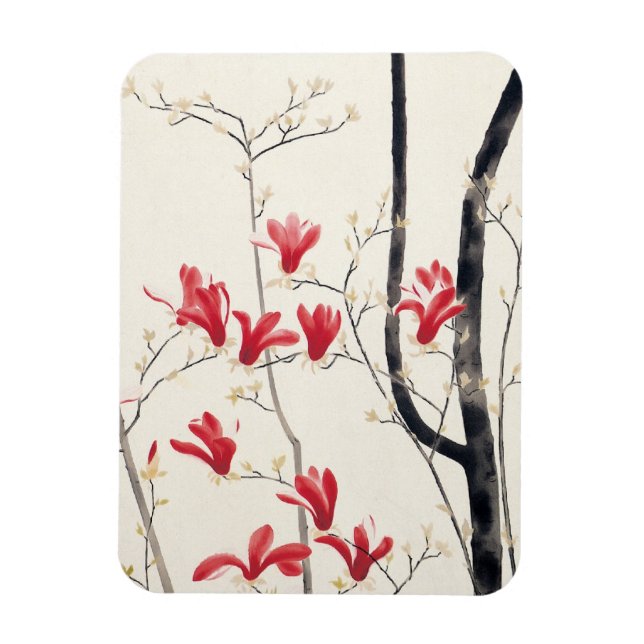 Magnolia Tree by Kobayashi Kokei, Vintage Nature Magnet (Vertical)
