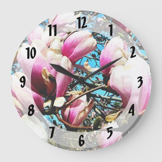 Magnolia Tree Closeup Large Clock (Front)