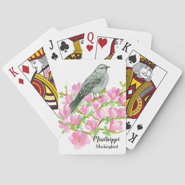Magnolia Tree Mississippi Flowers Souvenir Playing Cards (Back)