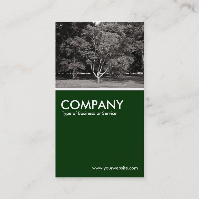 Magnolia Tree - Warm BW - Dark Green Business Card (Front)