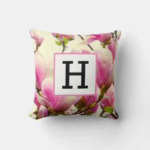 Magnolia Vintage Floral Botanical Blossom Chic Throw Pillow