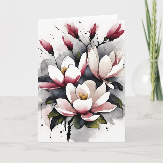 Magnolia - Watercolor flowers Card (Front)