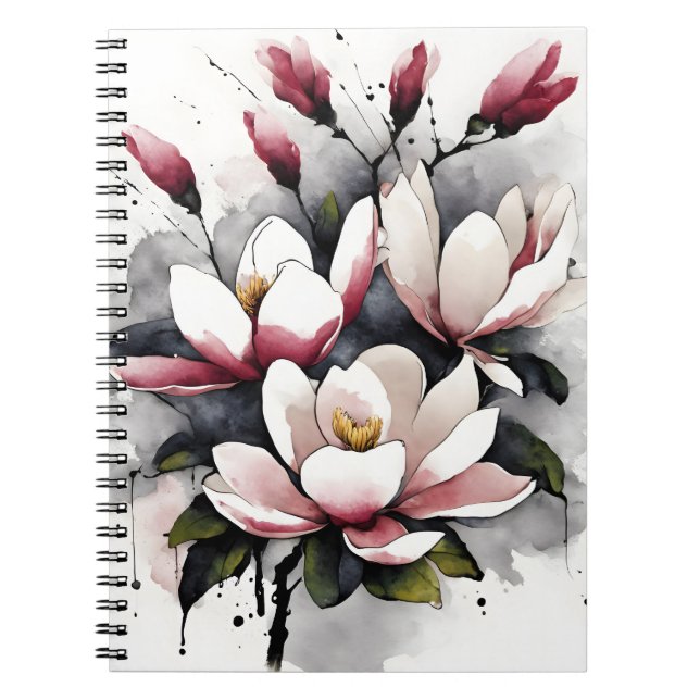 Magnolia - Watercolor flowers Notebook (Front)