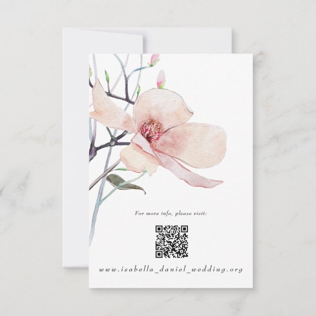 Magnolia Wedding Details Qr Code Enclosure Card (Back)