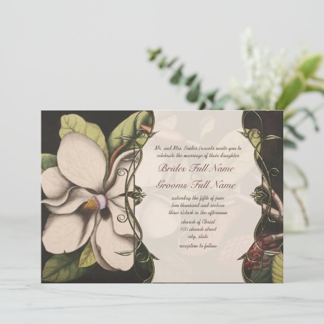 Magnolia  Wedding Invitations (Standing Front)