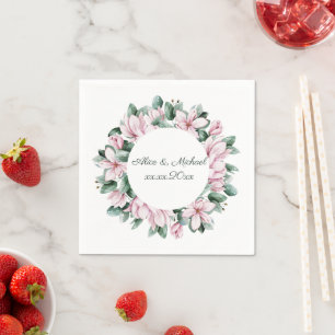 Magnolia wedding personalize napkin