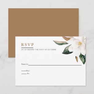 Magnolia Wedding Reply Card White