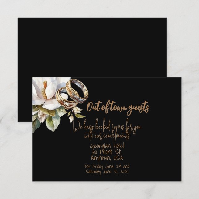 Magnolia Wedding Rings Gold Black Wedding Guests (Front/Back)