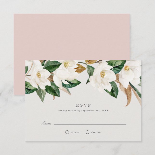Magnolia Wedding RSVP Invitation (Front/Back)