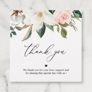 Magnolia White and Blush Thank You Favour Tags