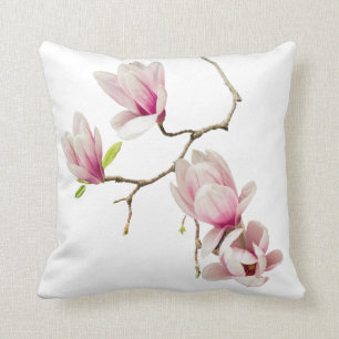 Magnolia White Throw Pillow
