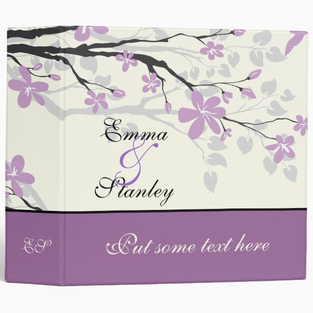 Magnolia with purple flowers wedding binder (Front/Spine)