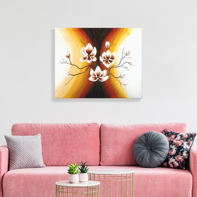 magnolias, acrylic canvas print (Insitu(LivingRoom))