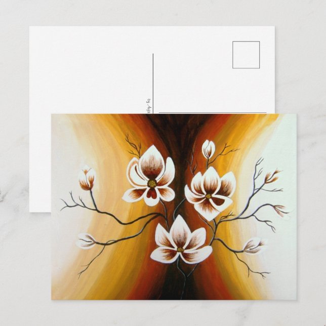 magnolias, acrylic holiday postcard (Front/Back)
