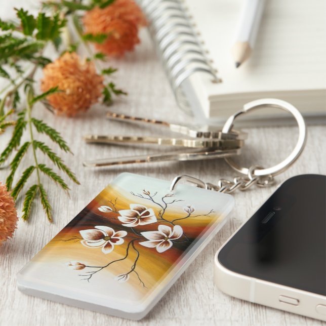 magnolias, acrylic keychain (Front Right)