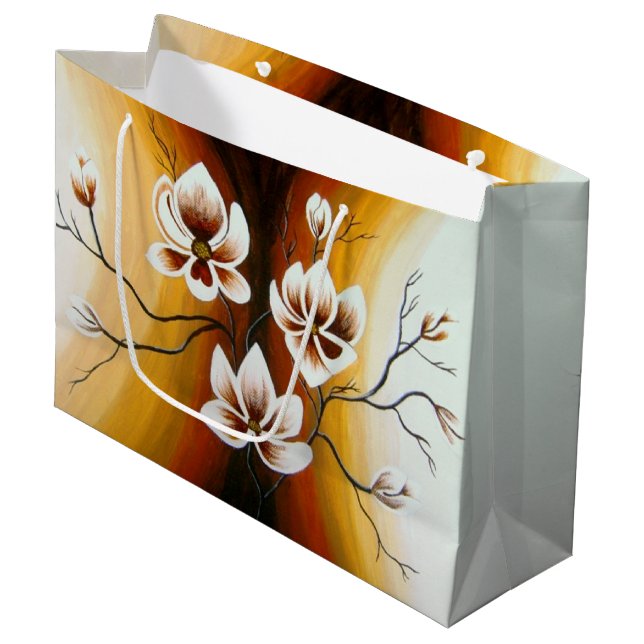 Magnolias, Acrylic - Large Gift Bag (Front Angled)
