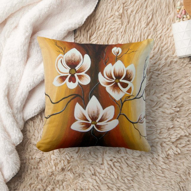 magnolias, acrylic throw pillow (Blanket)