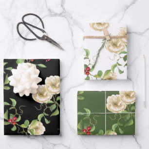 Magnolias, Berries and Foliage Wrapping Paper Sheet