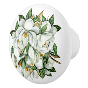 Magnolias Ceramic Drawer Knobs