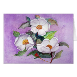 Magnolias du sud blanches Painterly sur la lavande